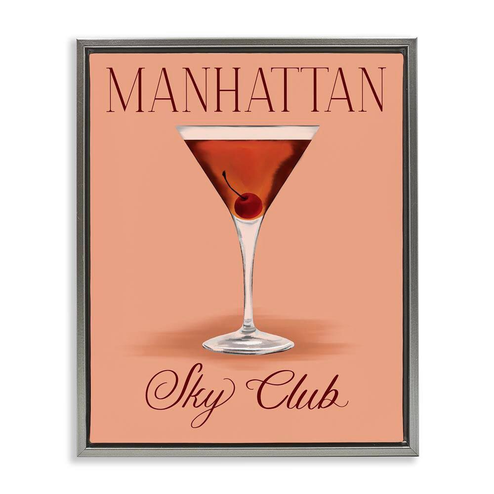 Manhattan Sky Club Drink by Hey Bre Creative Studio Gray Floater Frame Food Graphic Art Print 21 in. x 17 in. price history on PriceWatchPro