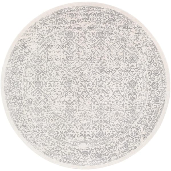 Saul White 6 ft. 7 in. x 6 ft. 7 in. Round Area Rug