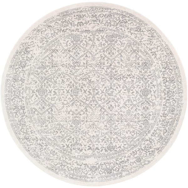 Livabliss Saul White 7 ft. 10 in. x 7 ft. 10 in. Round Area Rug