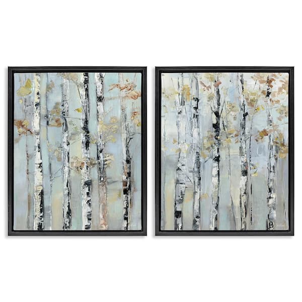 Autumnal Birch Trees by Sally Swatland 2 Piece Black Floater Frame Abstract Graphic Art Print 21 in. x 17 in.