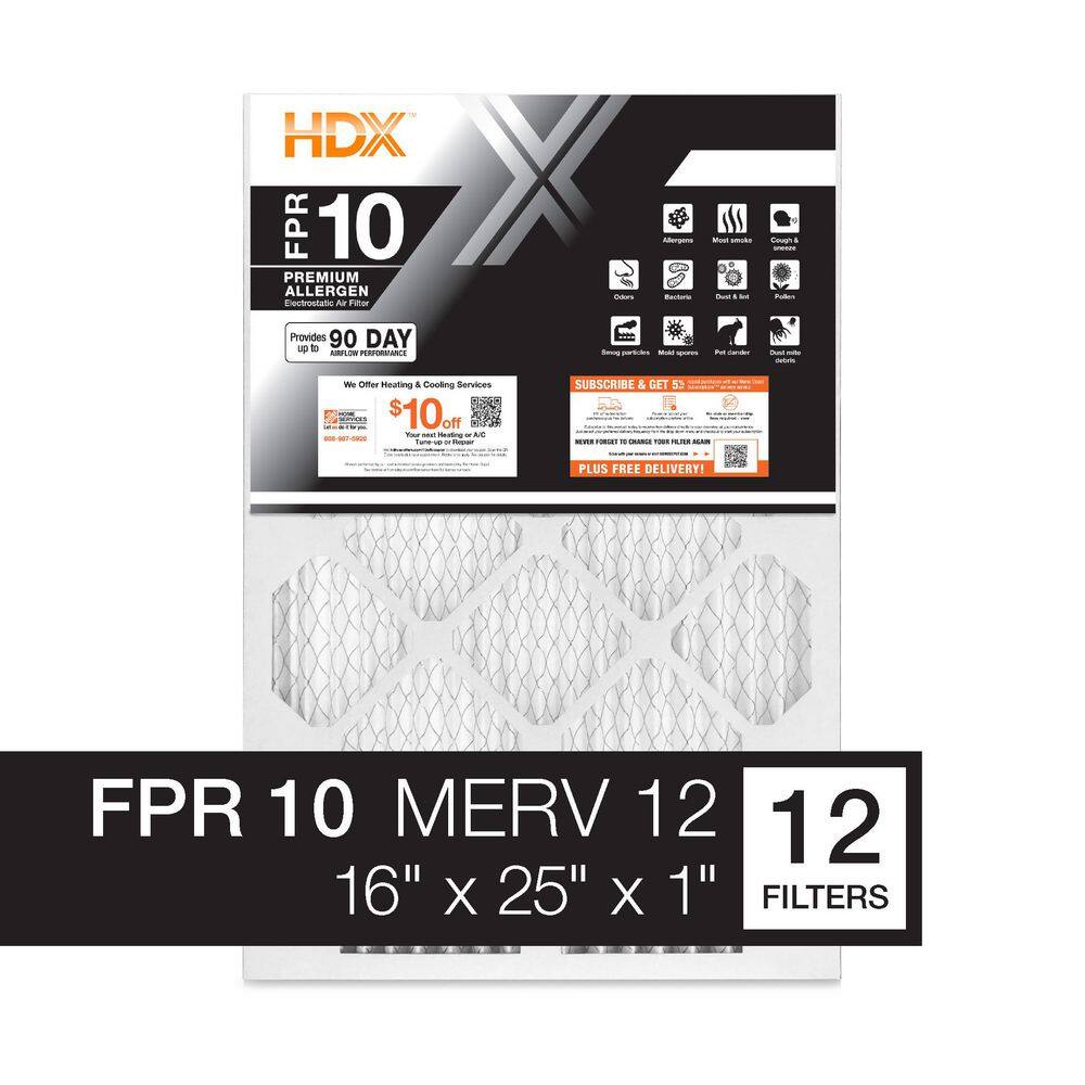 16 in. x 25 in. x 1 in. Premium Pleated Air Filter FPR 10, MERV 12 (12-pack) price history on PriceWatchPro