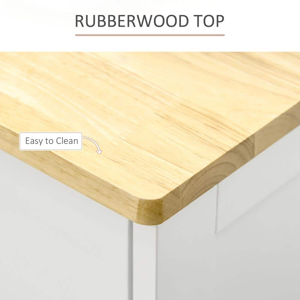 White Rubberwood Top Modern Sideboard with Adjustable Shelves