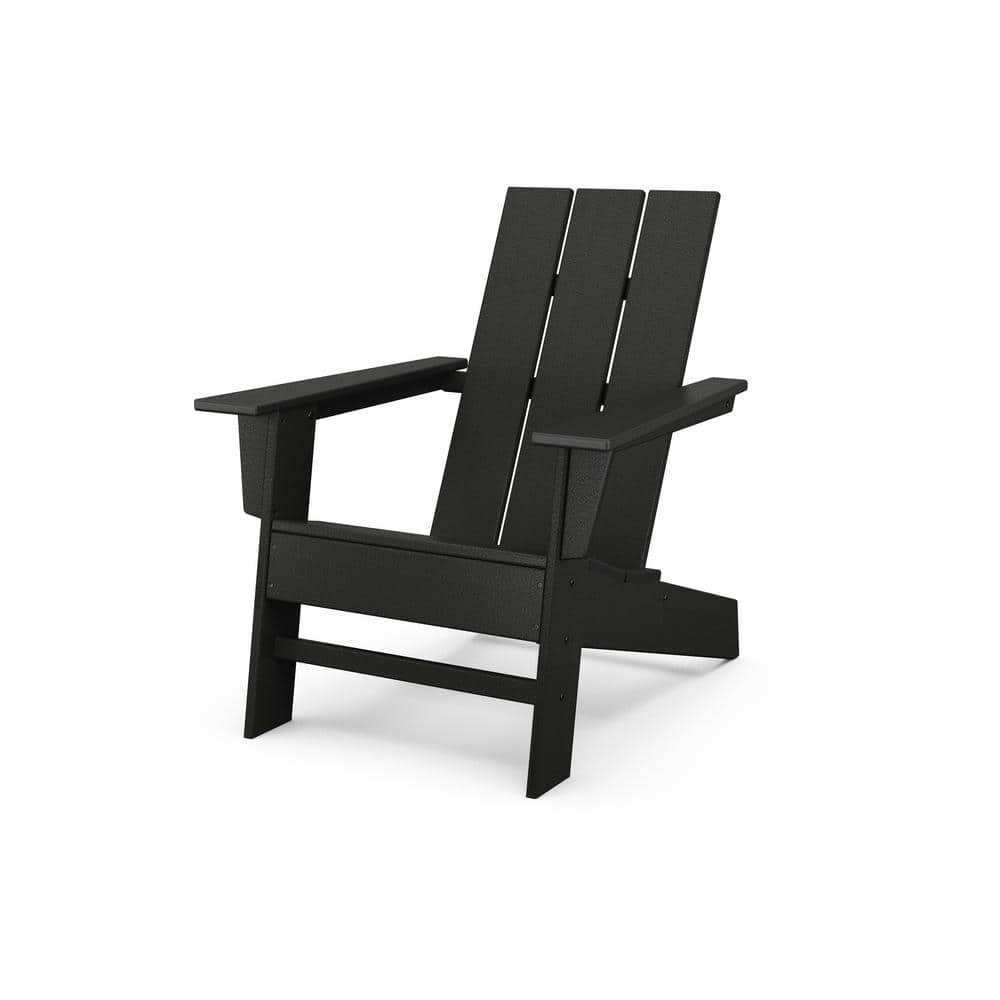 POLYWOOD Grant Park Black Modern Plastic Patio Adirondack Chair for Outdoor Living AD220BL