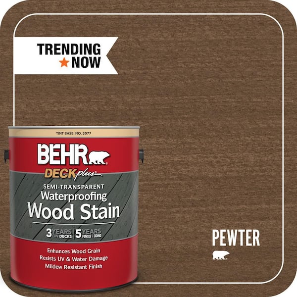 BEHR DECKplus 1 gal. #ST-131 Pewter Semi-Transparent Waterproofing Exterior Wood Stain