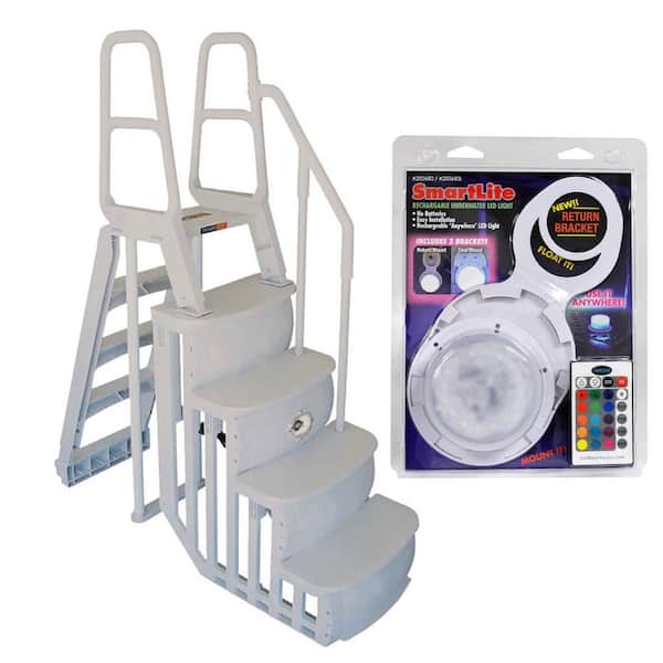 Main Access 4-Step Step Ladder System for Above Ground Swimming with LED Light