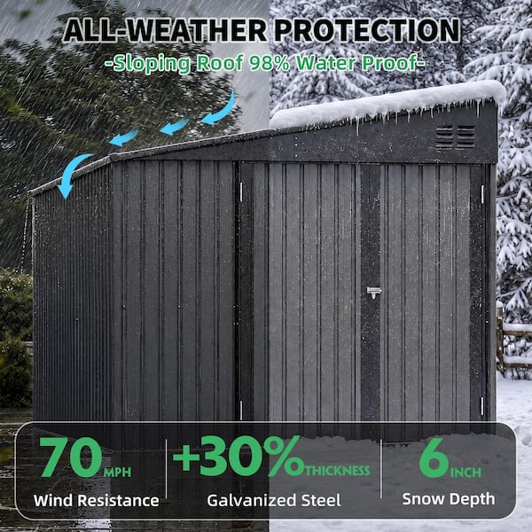 AECOJOY 8 ft. W x 10 ft. D Outdoor Metal Lean to Shed Garden