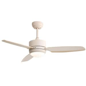 46 in. Indoor Beige Ceiling Fan with Dimmer LED Light, Remote Control and DC Motor for Living Room, Dining Room, Bedroom