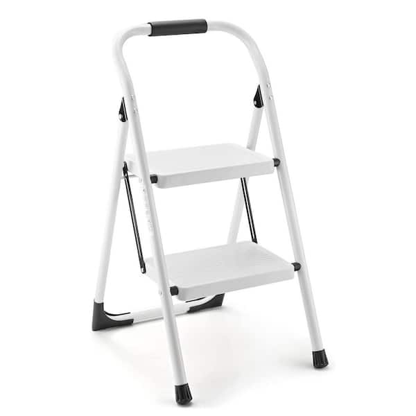 2-Step Lightweight Steel Step Stool (7 ft. Reach) with Non-Marring Feet, 330 lbs. Load Capacity Type IA Duty Rating
