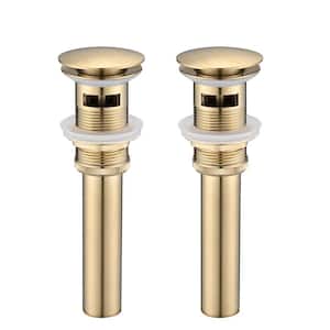 Bathroom Pop-Up Drain Assembly Vessel Sink Drain Stopper with Overflow In Brushed Gold