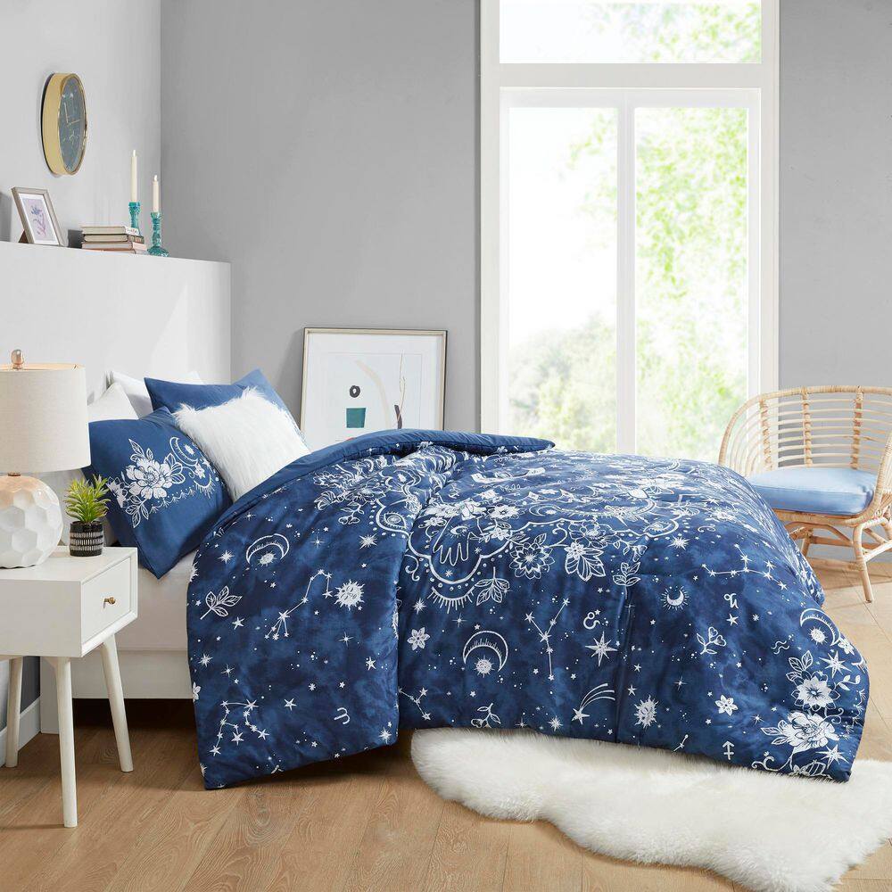 Navy Celestial Cotton Full/Queen Duvet Cover Set