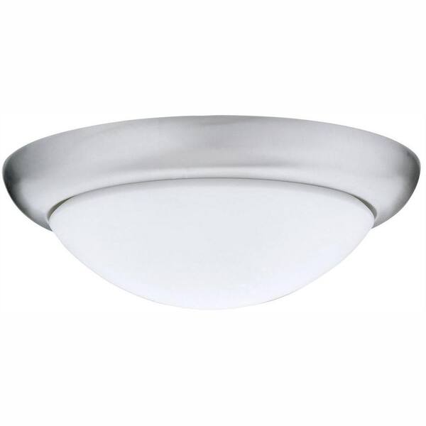 Lithonia Lighting Pristine 1-Light 14 in. Brushed Nickel Flush/Semi-Flush Mount Light with Decorative Compact Fluorescent Fixture