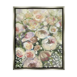 Abstract Blooming Garden Flowers Design by Blursbyai Floater Framed Nature Art Print 31 in. x 25 in.