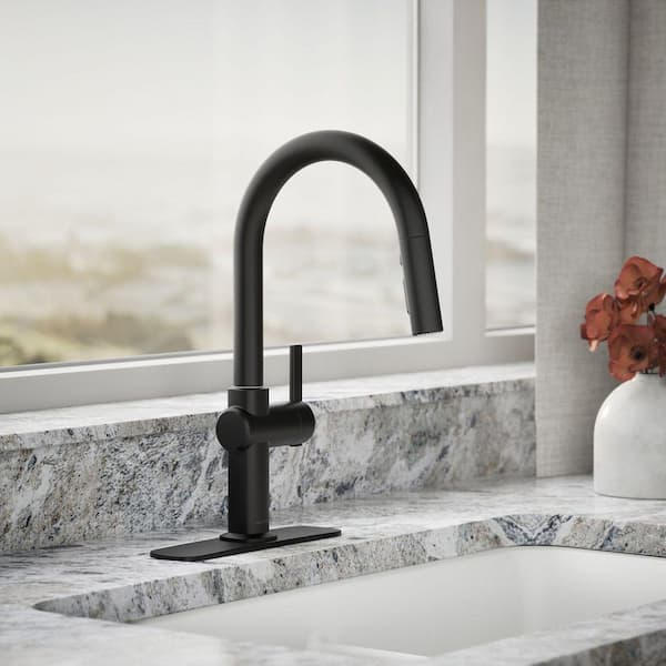 Clarus Single Handle Pull Down Sprayer Kitchen Faucet in Matte Black