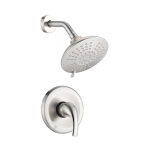 5-Spray Patterns with 2.2 GPM 6 in. Wall Mount Shower System Pressure Balancing Fixed Shower Head in Brushed Nickel
