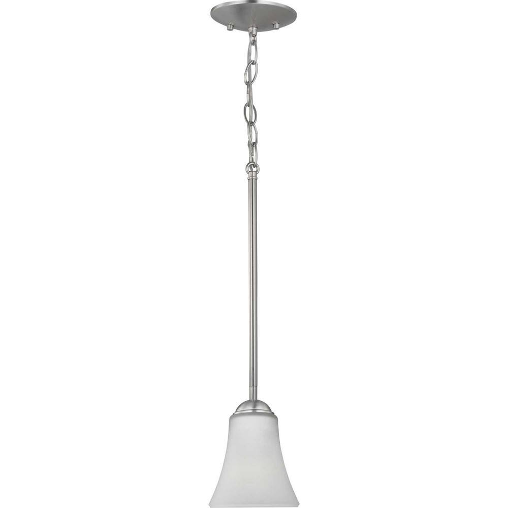 Angelic Brushed Nickel Mini Pendant with Etched Glass Shade