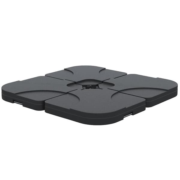 Otryad 4-Pieces Cantilever Patio Umbrella Base Stand, Outdoor Offset Umbrella Weight Plates, 158 lbs. Capacity Sand in Black