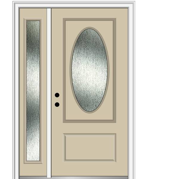 MMI Door 48 in. x 80 in. Right-Hand/Inswing Rain Glass Wicker Fiberglass Prehung Front Door on 4-9/16 in. Frame