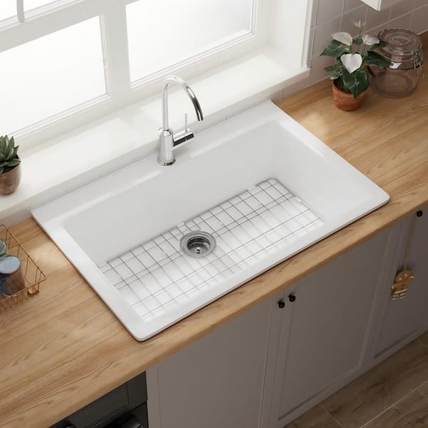 30 in. White Kitchen Sink 1 Hole Outdoor Kitchen Sink Drop In 30 x 22 Laundry Sink Fireclay Kitchen Sink Single Bowl