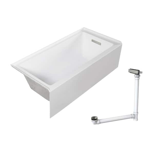 Transolid Unity AFR 60 in. x 32 in. Soaking Bathtub with Right Drain in White/Brushed Nickel