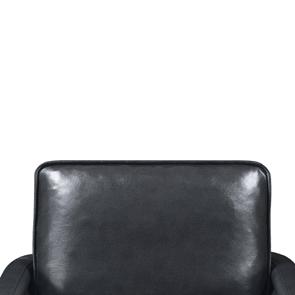 Rocha Black Leather Swivel Accent Chair with Wood Frame