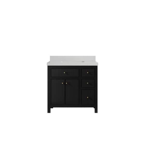Willow Collections Sonoma 36 in. W x 22 in. D x 36 in. H Single Sink Bath Vanity Center in Black with 2 in. Carrara Quartz Top