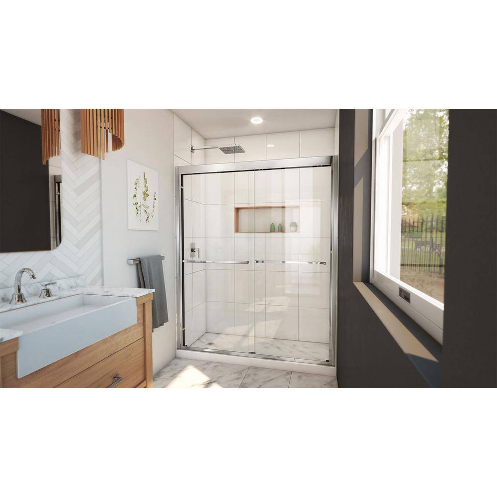 Duet Plus 56"-60" Chrome Semi-Frameless Sliding Shower Door