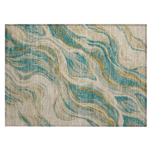 Chantille Machine Washable Indoor/Outdoor Abstract ACN3025 Teal 2 ft. x 3 ft. Accent Rug