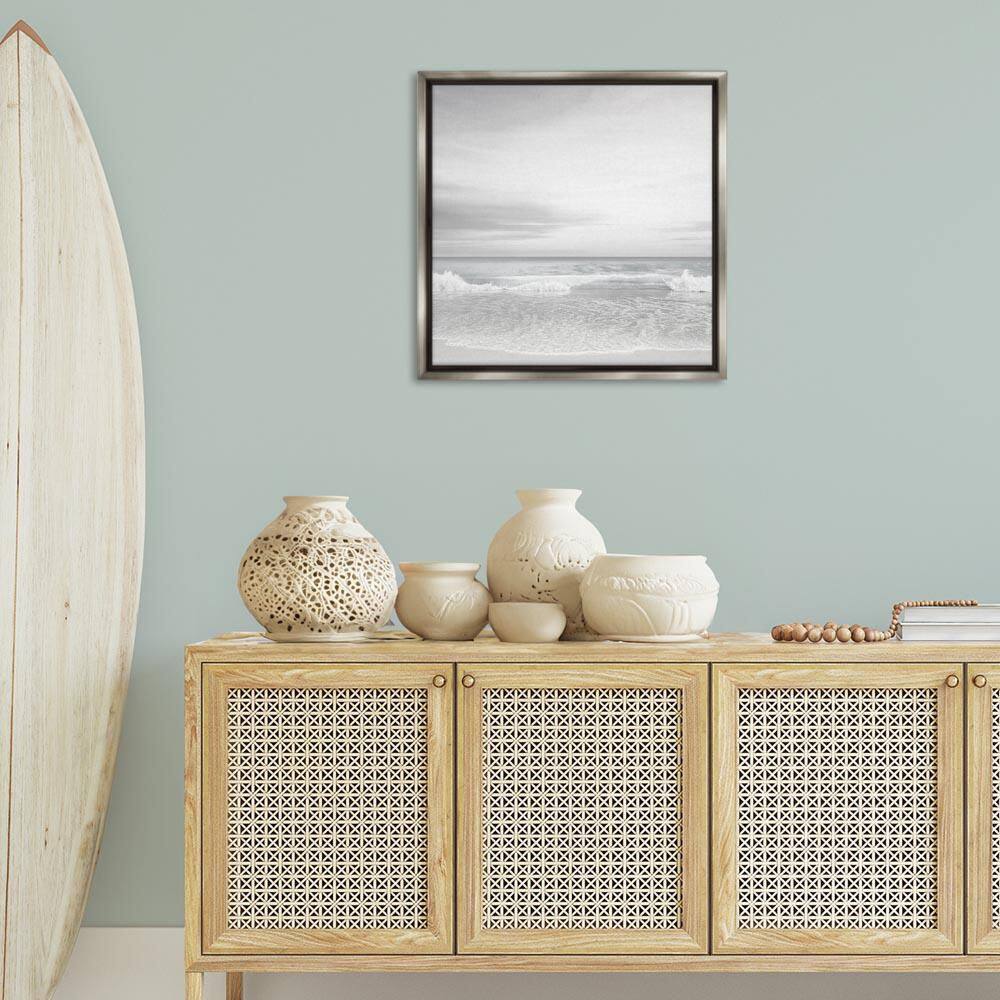 Soft Peaceful Beach Waves by Maggie Olsen Gray Floater Frame Nature Graphic Art Print 25 in. x 25 in. price history on PriceWatchPro