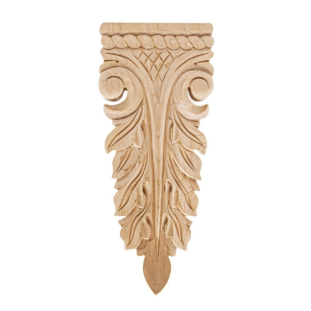 Hand Carved Unfinished Solid Wood Acanthus Applique