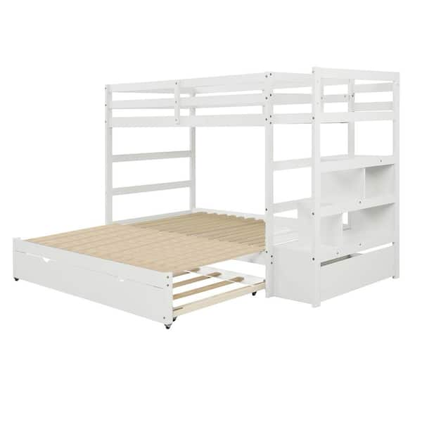 Euroco twin over twin wood on sale bunk bed with trundle and drawers