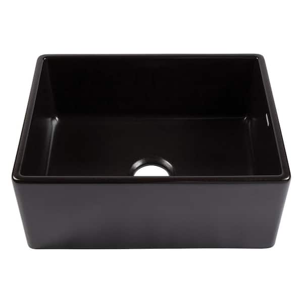 Bradstreet II 24 in. Farmhouse Apron Front Undermount Single Bowl Matte Black Fireclay Kitchen Sink