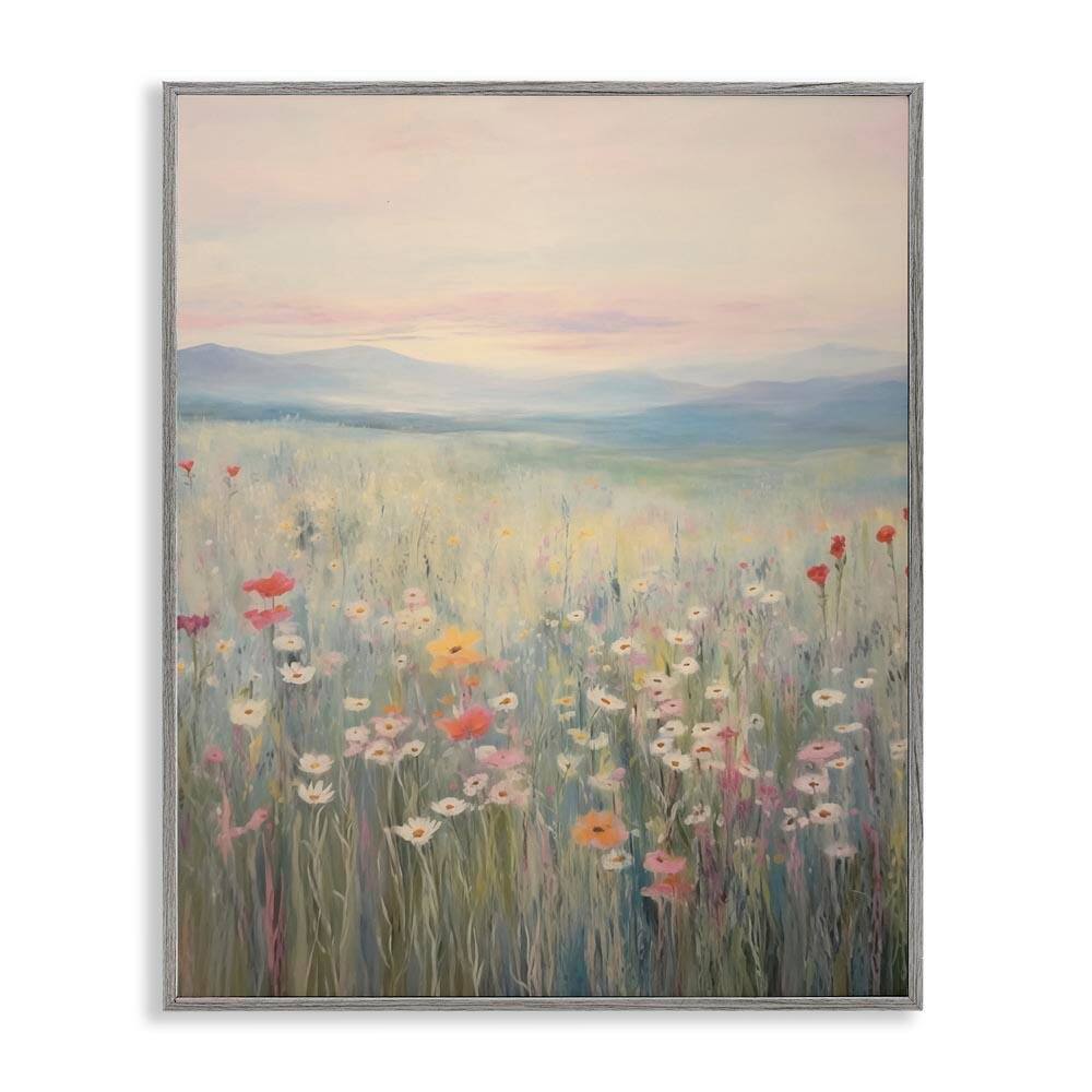 Pastel Spring Floral Meadow by Arlington Prints Gray Framed Nature Giclee Art Print 14 in. x 11 in. price history on PriceWatchPro