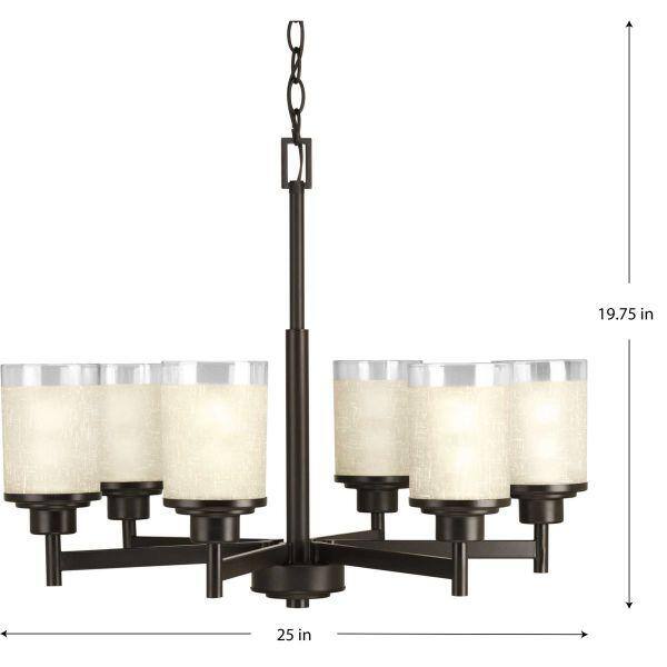 Alexa Antique Bronze 6-Light Chandelier with Frosted Glass Shades