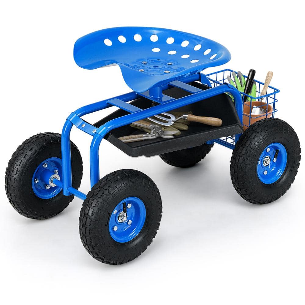 Rolling Garden Work Seat with Tool Tray, 330 lbs Capacity, 10 in. Pneumatic Wheels, Swivel, Blue price history on PriceWatchPro