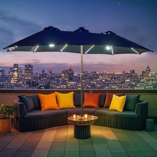XIZZI Nimbus 14.5 ft. Steel Outdoor Market Patio Umbrella Double