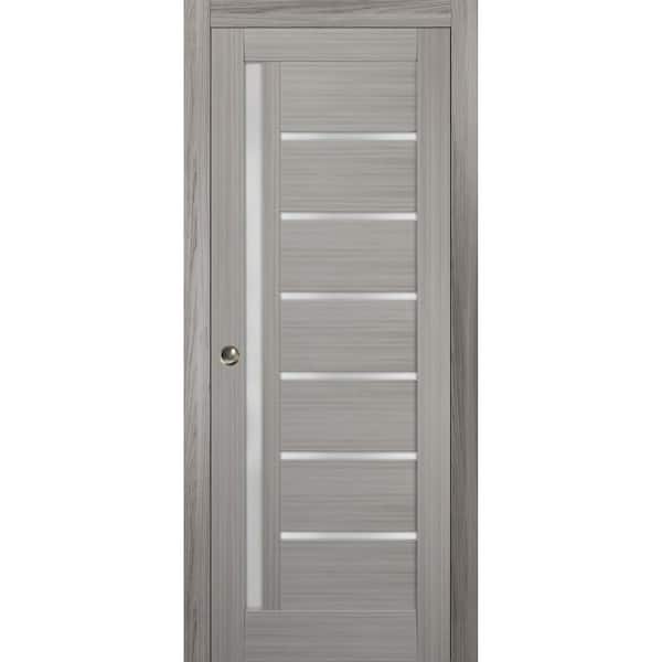 Sartodoors 42 in. x 80 in. 1-Panel Gray Ash Finished MDF Sliding Door with Hardware