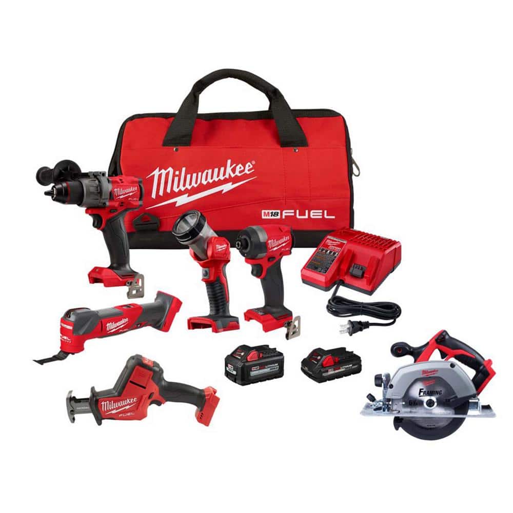 Milwaukee M18 FUEL 18-Volt Lithium-Ion Brushless Cordless Combo Kit (4-Tool) with Hackzall, Circular Saw, and (2) Batteries