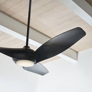 Topan Smart 52 in. Indoor/Outdoor Midnight Black Ceiling Fan with LED Light Kit and Remote Included