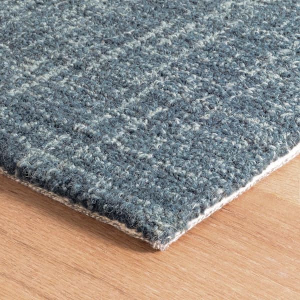 3 ft. x 8 ft. Denim Crosshatch Hand Micro Hooked Wool Indoor Runner Rug