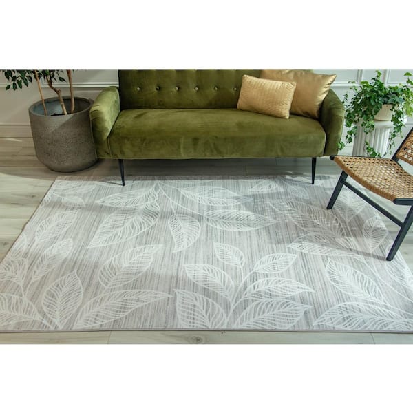 Modern Floral Cream Beige 7 ft. x 10 ft. Indoor Soft Area Rug