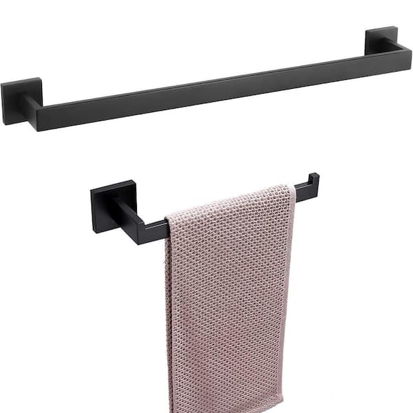 ATKING Wall Mounted 2 -Piece Bath Hardware Set Towel Bar Set Towel Holder Set with Mounting Hardware in Matte Black