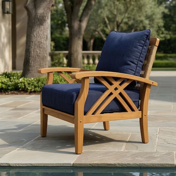 Informal Table Service Cambridge Casual Carmel 4-Piece Teak Wood Outdoor Conversation Set with ...