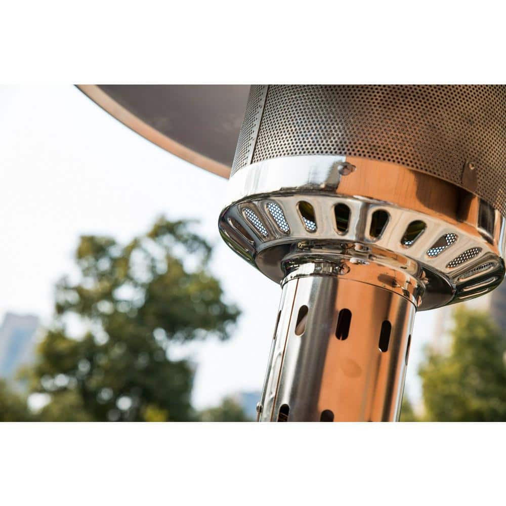 88 in. Silver Stainless Steel Standing Patio Heater with Portable Wheels
