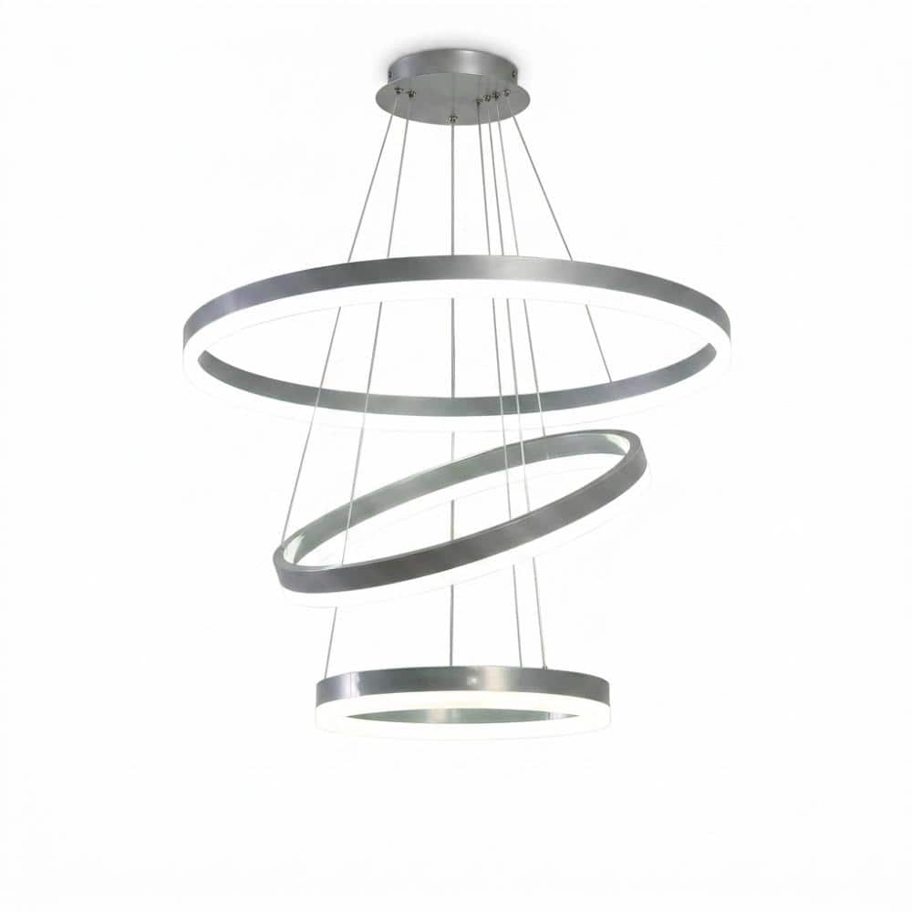 Dimmable 3 Ring Silver LED Outdoor Pendant Light with Remote Control and Circular Flush Mount Design price history on PriceWatchPro