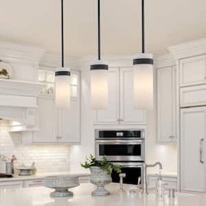 Crosby 1-Light Black Mini Pendant Light Fixture with Frosted Glass Shade