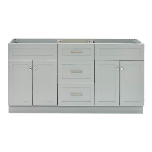 ARIEL Hamlet 66 in. W x 21.5 in. D x 34.5 in. H Double Bath Vanity Cabinet without Top in Grey