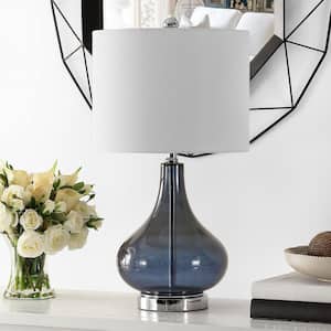 Brooks 24 in. Blue Table Lamp with White Shade