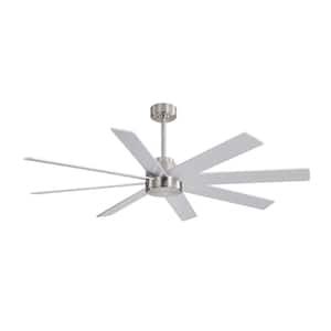 60 in. 8-Plywood Blades Nickel and Silver Indoor Ceiling Fan with Remote