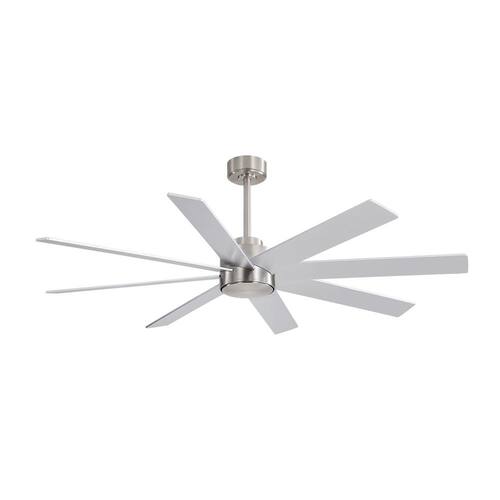 60 in. 8-Plywood Blades Nickel and Silver Indoor Ceiling Fan with Remote MLiAN Ceiling Fans Without Lights