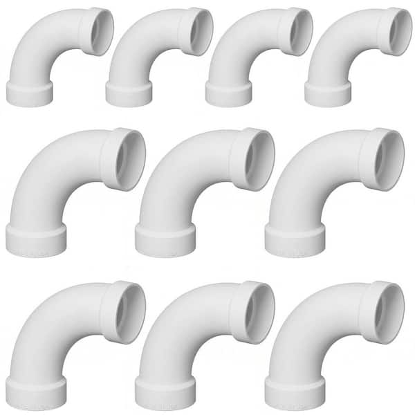 PLUMBFLEX 3 in. Rigid PVC DWV Long Sweep 1/4 Bend 90° Elbow, Hub x Hub ...